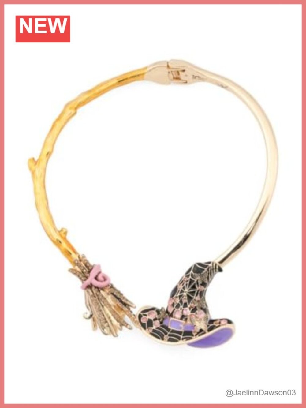 Betsey Johnson Witchy Broom Collar Halloween Necklace